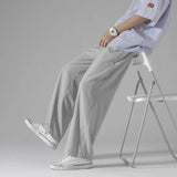 AIDASE  -  Men's Black Ice Silk Wide Leg Pants Thin Man Comfortable Quick Drying Pants Summer Loose Casual Streetwear Loose Trouser Pants aidase-shop