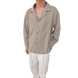 AIDASE  -  Spring Autumn New Fashion Men's Solid Color Turn-down Collar Long Sleeve Daily Simple Basic Knitted Shirts Coats Male Coats Tops aidase-shop