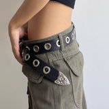 AIDASE  -  Unisex Jeans Belt Female Punk Gothic Wide Belts For Women Luxury Brands Hollow Cross Hearts Men's belt Male Rivet Waistband aidase-shop