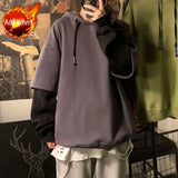 Aidase Hooded Sweatshirts for Man Black Hoodies Hip Hop Men's Clothing Sweat Shirt No Brand Funny Loose Overfit Streetwear Simple Cheap aidase-shop