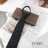 AIDASE  -  8cm British Style Casual Brown Khaki Plaid Clip Ties For Men Adult Polyester Wool Solid Gray Necktie Business Free Knot Lazy Tie aidase-shop