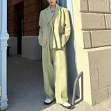 AIDASE  -  Spring New Men Tide Suit Set Niche Double Collar Strap Design Wide Leg Pants Casual Straight Korean Chic Blazer Sets aidase-shop