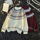 AIDASE  -  New Casual Mens Knitting Sweater Autumn Winter Daily Leisure Mens Knitted Jumper Tops Men Vintage Geometric Jacquard Sweaters aidase-shop