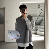 AIDASE  -  New Mens Sweater Vest Spring Sleeveless Loose Solid Color Simple V Neck Sweater Men Korean Fashion Harajuku Pullover Vest aidase-shop
