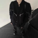 Aidase Mens Autumn Winter American Retro Deconstructed Y2k Zipper Knitted Sweater Genderless Essential Casual Trendy Street Sweater aidase-shop