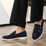 AIDASE  -  Suede Leather Men's Business Casual Shoes Handmade Double Buckle Loafers Leisure Slip on Flats Outdoor Male Driving Moccasins aidase-shop