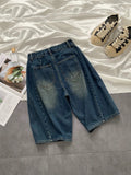 AIDASE  -  American Retro Embroidered Wide Leg Jeans orts Men Summer Loose Straight Cut Five mid Pants Casual Comfortable aidase-shop