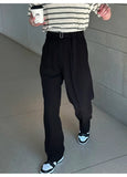 AIDASE  -  Men's Korean Streetwear Fashion Loose Vintage Waistband Casual Straight Suit Pants Commuting Long Trousers for Men aidase-shop