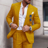 Aidase Fashion Linen Suits for Men High Quality Peak Lapel Double One Button Male Suit Slim Chic Casual Wedding Tuxedo 2 Piece Costume aidase-shop