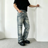 AIDASE  -  American Style Men Blue Straight Simple Basic Casual Trendy Blue Jeans Pants Four Season High Street Fashion Male Denim Trousers aidase-shop
