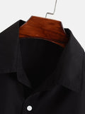 Aidase New 2024 Summer Fashion Men Solid Color Short Sleeve Classic Shirt Casual Button-Down 100% Polyester Plain Basic Shirts for Men aidase-shop