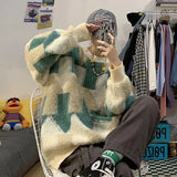 Aidase Retro Round Neck Sweater Men's Winter Korean Version Trendy Lazy Style Loose Knit Sweater Couple Sweater aidase-shop