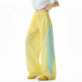 AIDASE  -  Sports Men Patchwork Elastic Waist Pants Wilde Leg Contrast Color Casual Loose Fit Male Trousers Summer Colorful 9W3261 aidase-shop