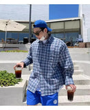 Aidase Over Size. American Retro Plaid Shirt Coat, Men's Fashion Brand Loose Leisure All-Matching Couple Long Sleeve Top, Pink Shirt aidase-shop