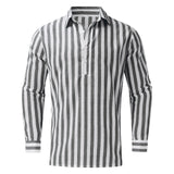 AIDASE  -  Elegant Roll-Up Sleeves Men'S Plaid Shirt Mens Fashion Casual Striped Linen Lapel Long Sleeve Shirt Top Blouse рубашка aidase-shop