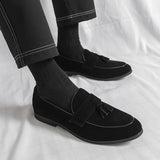 AIDASE  -  Brand Fashion Purple Dress Tassels Loafers Male Business Flats Office Casual Suede Leather Shoes Mens Comfortable Dress Shoes aidase-shop