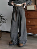 AIDASE  -  Loose Casual Pants Men Women Straight Leg Wide Leg Pants Drapey Long Pants Vintage Plaid Belted Loose Fit Casual Trousers aidase-shop