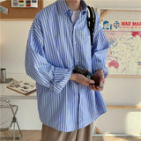 AIDASE  -  Men's Trendy Striped Shirt Long Sleeved Korean Style Fashion Shirt Spring Autumn Hong Kong Style Casual Jacket Couple's Outfit aidase-shop