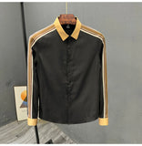 Aidase  Color Blocking Patchwork Design Shirt For Men Spring and Autumn Long sleeve Loose Top Fashion Trendy Casual Shirts Streetwear
