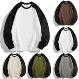 AIDASE  -  Men's Hoodless Sweater Raglan Sleeves Round Leadercolor Matching Plus Size Sweater Bottoming Shirt U of I Sweatshirt aidase-shop