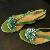 AIDASE  -  Fashion Sexy Hollow Out Strange Style Female Shoes Woman Sandals Summer Crystal Flower Decoration High Heel Ladies Slippers aidase-shop