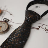 AIDASE  -  New Retro Brown Lazy Zipper Ties For Men Italian Polka Dot Formal Business Neckties 8cm Flower Striped Silk Tie Suit Accessories aidase-shop