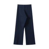 AIDASE  -  Ruffle Top Pant Sets Women Elegant Dark Blue O-neck Sleeveless Top High Waist Wide Leg Pants Female Suit 2025 Chic Lady Outfits aidase-shop