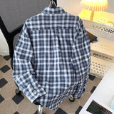 AIDASE  -  Men's Long Sleeved Checkered Shirt Japanese Casual Contrasting Color Male Top Spring Autumn Loose Thin Fashion Coat aidase-shop