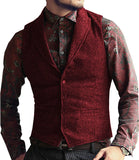 Aidase Grey Herringbone Men's Vests Lapel V Neck Wool Casual Formal Business Vest Slim Fit Gilet Waistcoat Groomman aidase-shop