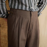 Aidase High Quality Linen Cotton Naples Straight Leg Pant Linen Breathable Adjustable Buckle Italian Men Formal Pant Pantalones Hombre aidase-shop