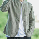 AIDASE  -  New Men Retro Sun Protection Casual Long-sleeved Shirt Stand Collar Loose Breathable Versatile Loose Cardigan aidase-shop