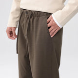 AIDASE  -  Korean Style Winter Fashion Men Loose Fit Simple Basic Casual Daily Solid Color Straight Drawstring Pants Male Trousers Clothes aidase-shop