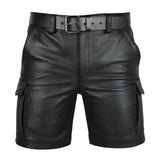 AIDASE  -  Athletic Short Fashionable And Trendy To Pair With Solid Pu Casual Men'S Gothic Short Leather Pants Boy Apparel aidase-shop