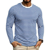 AIDASE  -  Slim Fit Long Sleeve T-Shirt for Men round Neck Striped Casual Korean Style Autumn Fashion Men's Base Shirt Breathable Antiba aidase-shop