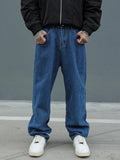 AIDASE  -  Men's Wide Leg Baggy Jeans Korean Straight Loose Y2K Denim Trousers Streetwear Cotton Washed Elastic Waist Casual Man Pants aidase-shop