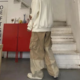Aidase Baggy Black Cargo Pants for Men Khaki Cargo Trousers Male Harajuku Loose Casual Autumn Japanese Streetwear Hip Hop Retro aidase-shop
