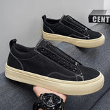 AIDASE  -  New Men's Canvas Shoes Zipper Work Footwear Black Summer Casual Versatile Trendy Low Top Breathable round Toe Thick Heel aidase-shop