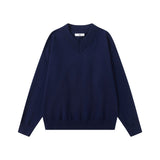 AIDASE  -  Loose V-Ne Knitwear Pure Color Base Layer Sweater for Men Autumn Winter New Sle Korean Loose Sle Faionable Versatile aidase-shop