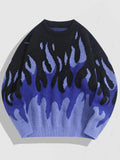 Aidase Fire Flame Graphic Y2K Aesthetic Sweater