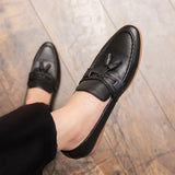 AIDASE  -  Men Shoes Business Fringed Shoes Black Brown Casual Comfortable Flip-top Designer Fashion Leather Shoes Social Shoes Men aidase-shop