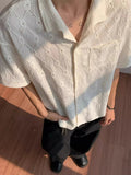 AIDASE  -  Fashionable Short Sleeve Buttoned Turn-down Collar Shirt Summer Men Casual Knit Cardigans Vintage Hollow Out Knitted Shirts Mens aidase-shop