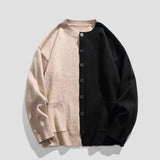 AIDASE  -  Color Block Knit Cardigan Men Loose Casual Asymmetric Button Sweater Daily Versatile Streetwear aidase-shop