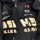 AIDASE  -  American High Street Vibe Racing Suit Hoodie Cardigan Men Women's Spring Autumn Oversized Hiphop Handsome Hooded Jacket aidase-shop