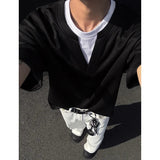 AIDASE  -  Korean Fashion Fake Two Design V-neck Men's Short Sleeved T-Shirts aidase-shop