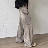 AIDASE  -  Trendy New Men Jeans Ripped Vintage Design Loose High Street Fashion Straight-leg Denim Pants Autumn Trousers 21E7422 aidase-shop
