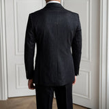 Aidase Metallic Stripe Business Formal Casual Double Breasted  Dress Suit 2 Piece Wedding Suit For Men Office Work Party Prom Costume aidase-shop
