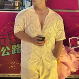 Aidase Mens Shirts Hollow Casual Hawaiian Knitted Shirts American Streetwear Versatile Breathable Comfortable Tops Men'S Clothing 2024 aidase-shop