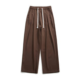 AIDASE  -  Spring Summer Coffee Casual  Ice Silk Pants Men's Trend Solid Pants Men Drape Mopping Pants Straight Loose Wide-leg Trousers aidase-shop