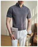 AIDASE  -  High-quality Solid Color V-neck Men's Breathable Moisture-wicking Polo Shirt, Stretchable T-shirt for Casual Business Wear M-6XL aidase-shop