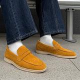AIDASE  -  Spring Fashion Men's Frosted Leather Comfortable Anti Slip Bean Shoes New Summer Men Pointed Breathable Casual Business Loafers aidase-shop